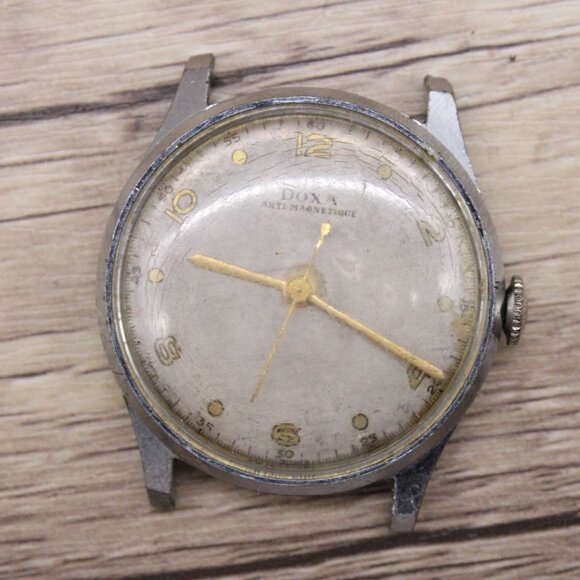 Vintage DOXA Antimagnetic Military Watch Mens Silver Tone Stainless Steel 1950's - Picture 4 of 6
